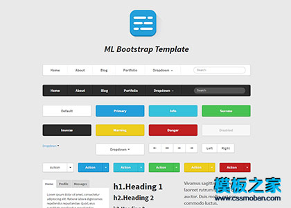 黑白设计整套Bootstrap UI模板下载