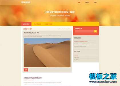 橙色漂亮扁平化博客新闻html5模板