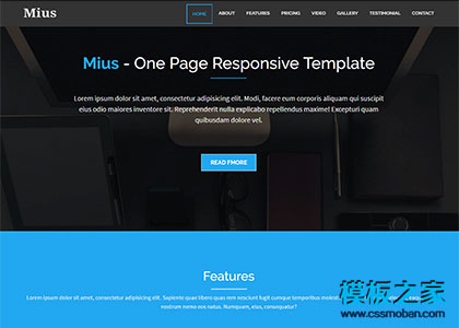 天蓝色One Page响应式bootstrap网页模板