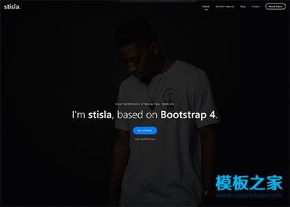 黑色大气全屏个人主页展示bootstrap4模板