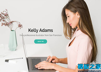 Kelly Adams洁白高端宽屏个人画家主题专业模板