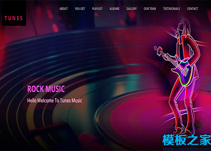 tunes music摇滚音乐黑色酷炫响应式web网站模板