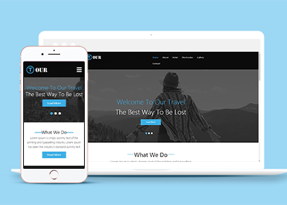 蓝色大气响应式旅游行业企业网站模板