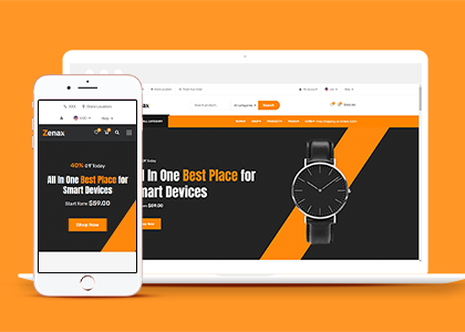 橙色大气数码电子产品购物商城HTML5模板