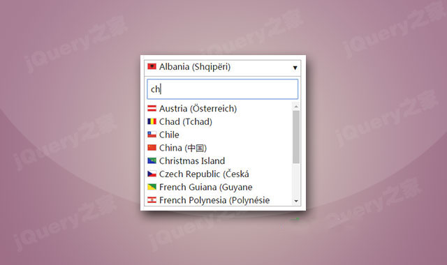 带搜索过滤功能的jQuery国家地区选择下拉框插件