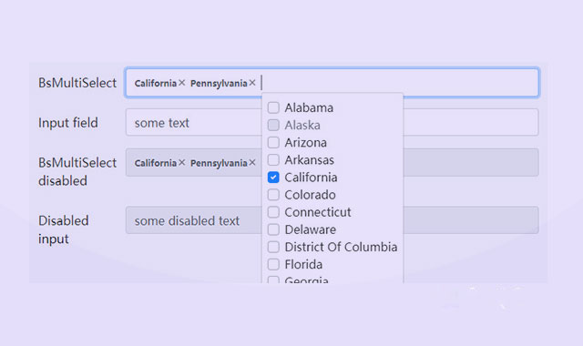 Bootstrap 4多选下拉框BsMultiSelect插件